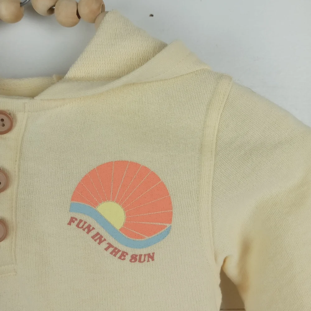 art class girls size 3T light yellow button hooded fun in the sun top